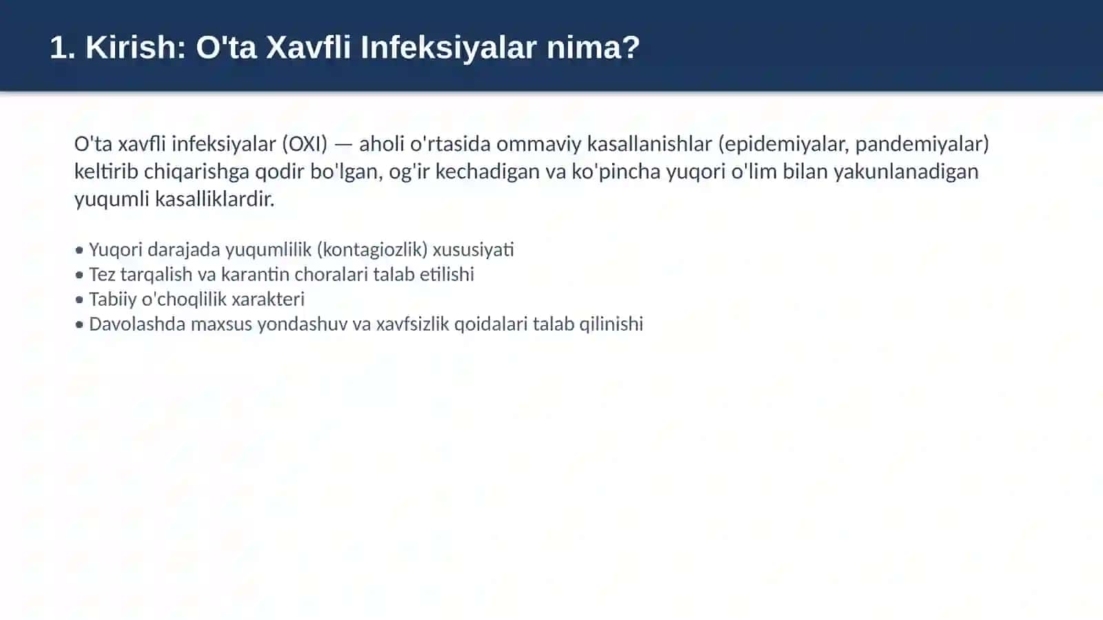 O'TA XAVFLI INFEKSIYALAR VA ULarning XUSUSIYATLARI 2