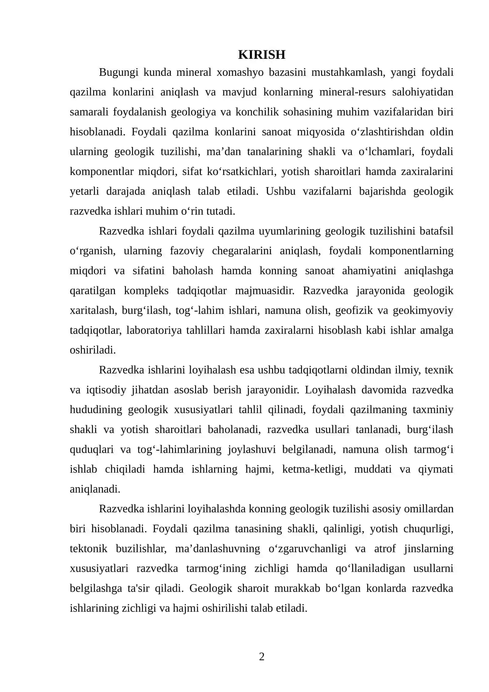 Razvedka ishlarini loyihalash 2