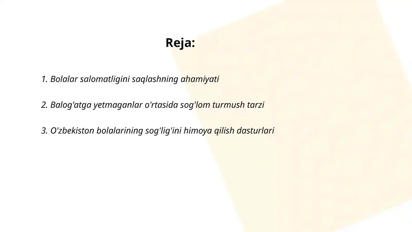 Bolalar salomatligini saqlashga qaratilgan tadbirlar 2