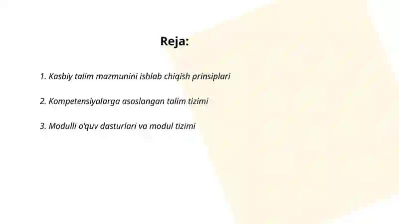 Kasbiy talim mazmuni va texnalogiyalari 2