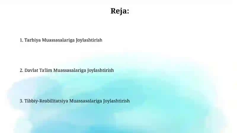 Tarbiya Muassasalariga Joylashtirish 2