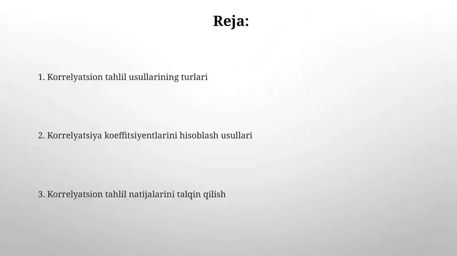 Korrelyatsion tekshiruv usullari 2