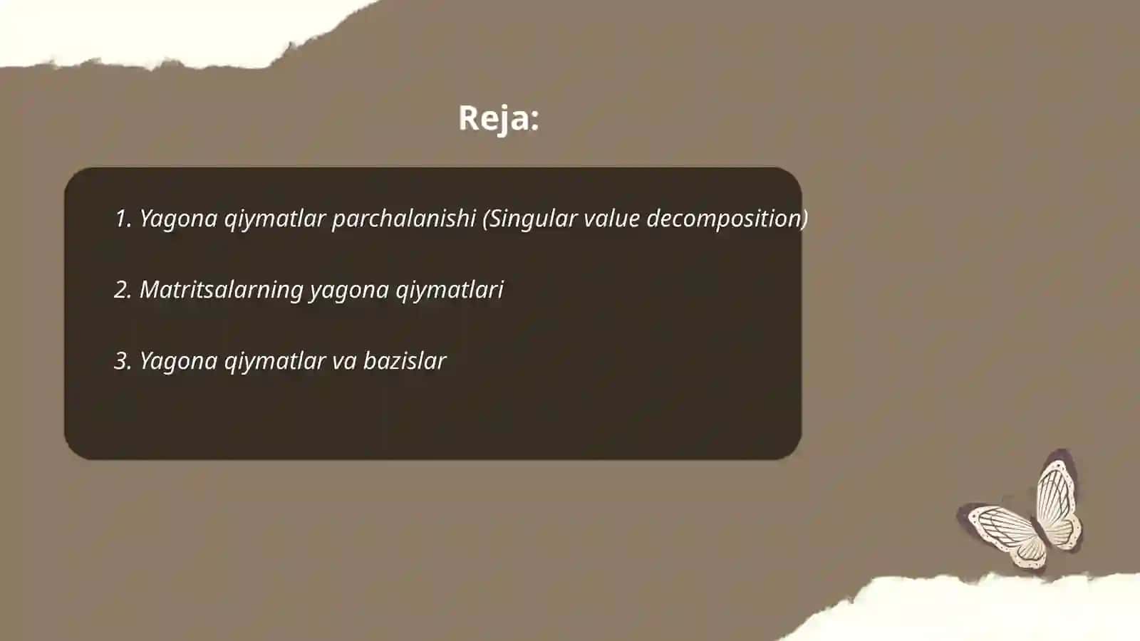 Singulyar (yagona ) qiymatlar 2