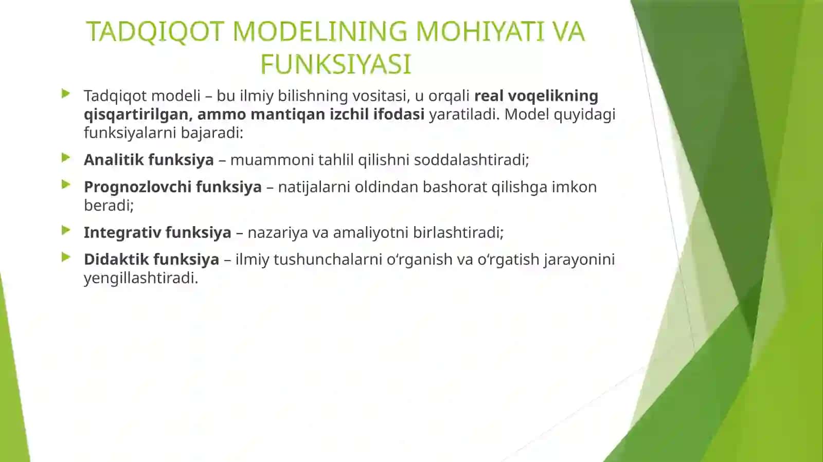 TADQIQOT MODELINING MOHIYATI VA FUNKSIYASI 2