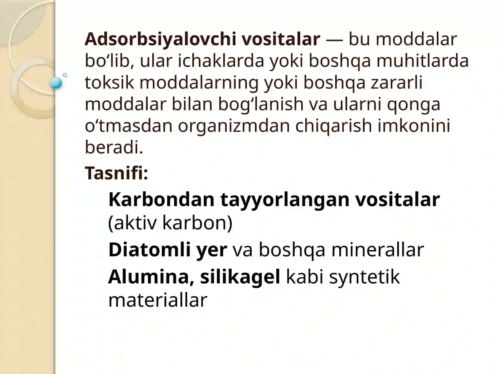 Adsorbsiyalovchi vositalar 2