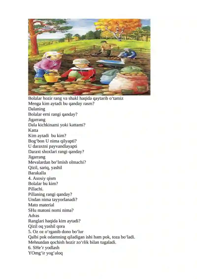 “Kuz bo’yoqlari”, “Qish” oy mavzulari bo’yicha o’yinli ta’lim faoliyatini tashkil etish 2