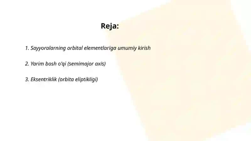 Sayyoralarning orbita elementlari 2