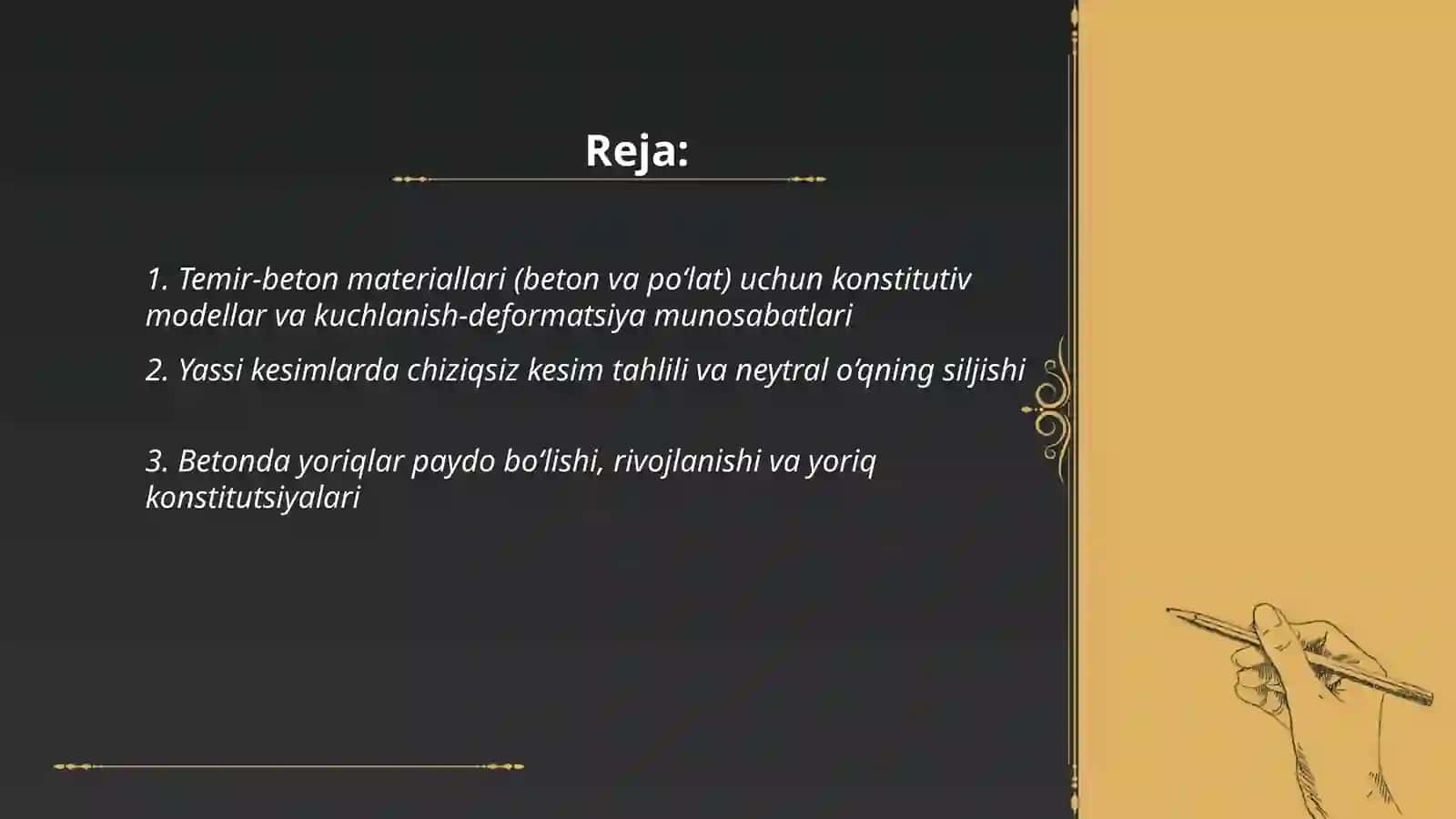 Temir betonni ilmiy tajriba asoslari kuchlanish-deformatsiya holatlari boʻyicha hisoblash usullari va chegaraviy holatlari 2
