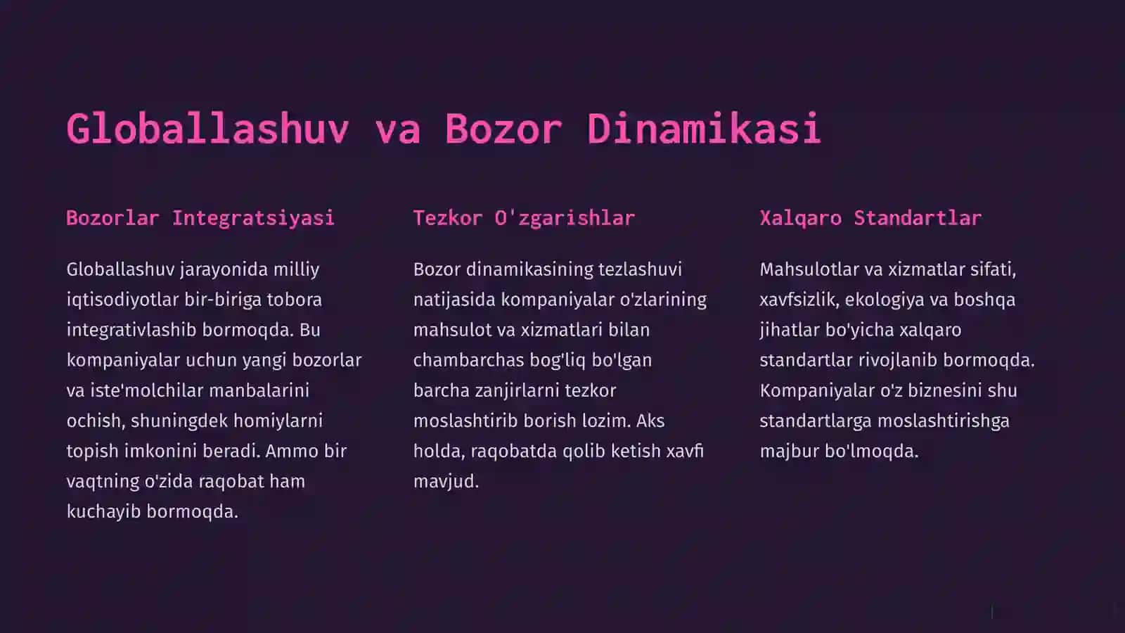 Iqtisodiyotning Globallashuvi: Bozor Amaliyotidagi o'zgarishlar 2