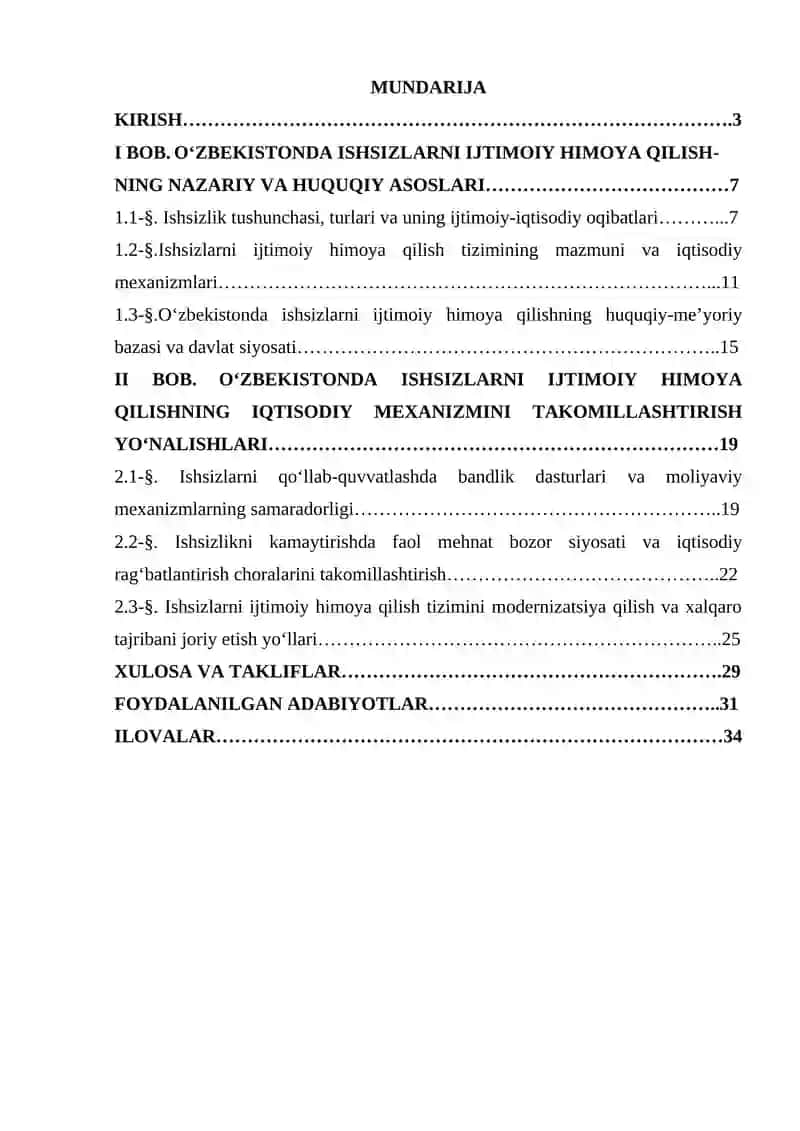 Oʻzbekistonda ishsizlarni ijtimoiy himoya qilishning iqtisodiy mexanizmini takomillashtirish 2