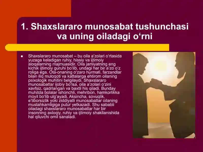 Oilada shaxslar aro munosabatlar 2