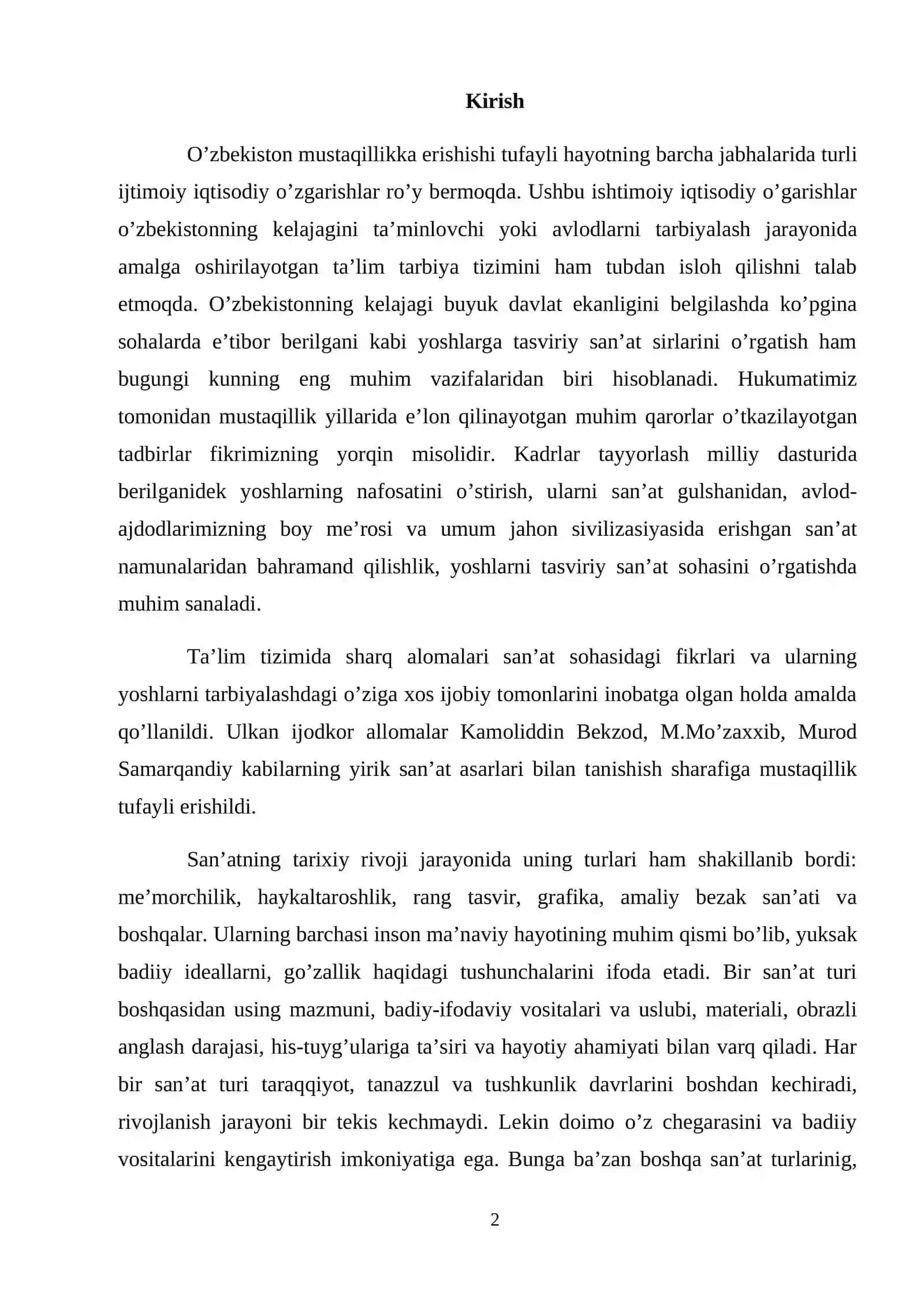 “Yurtim jamoli” mavzusida ijodiy kompozitsiya. Bitiruv malakaviy ishi 2