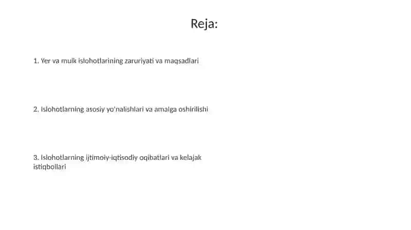 Yer va Mulk Islohotlari 2