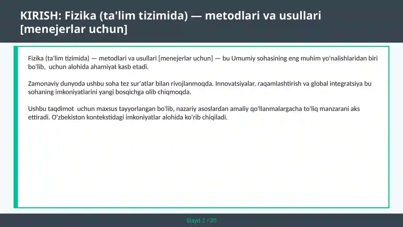 Fizika (ta'lim tizimida) — metodlari va usullari [menejerlar uchun] 2