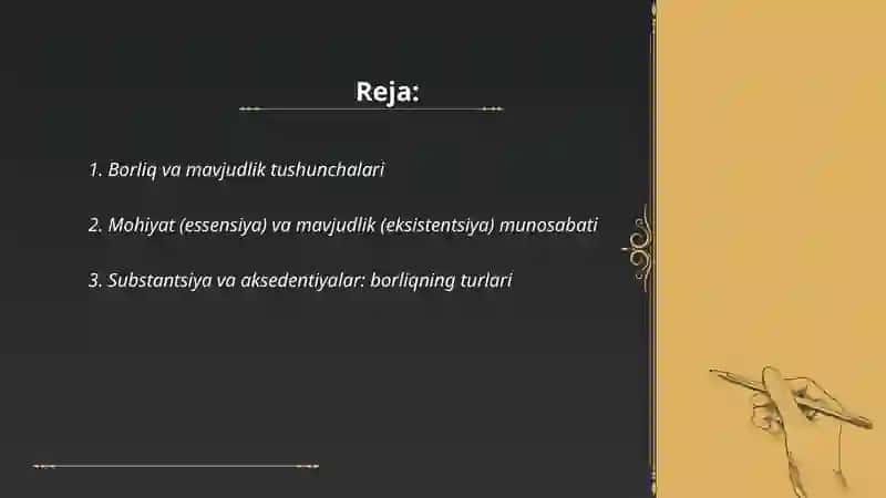 Borliq falsafasi va Ontologiya 2