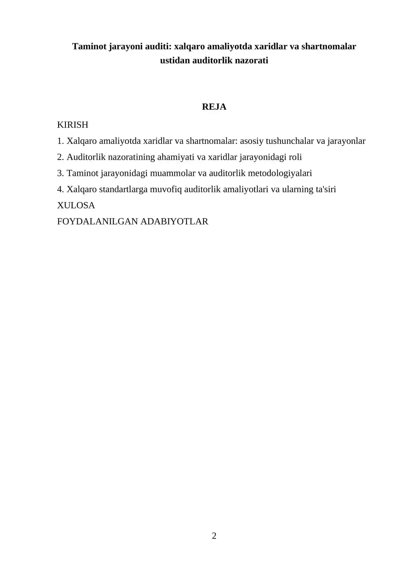 Audit fanidan tayyorlagan referat 2