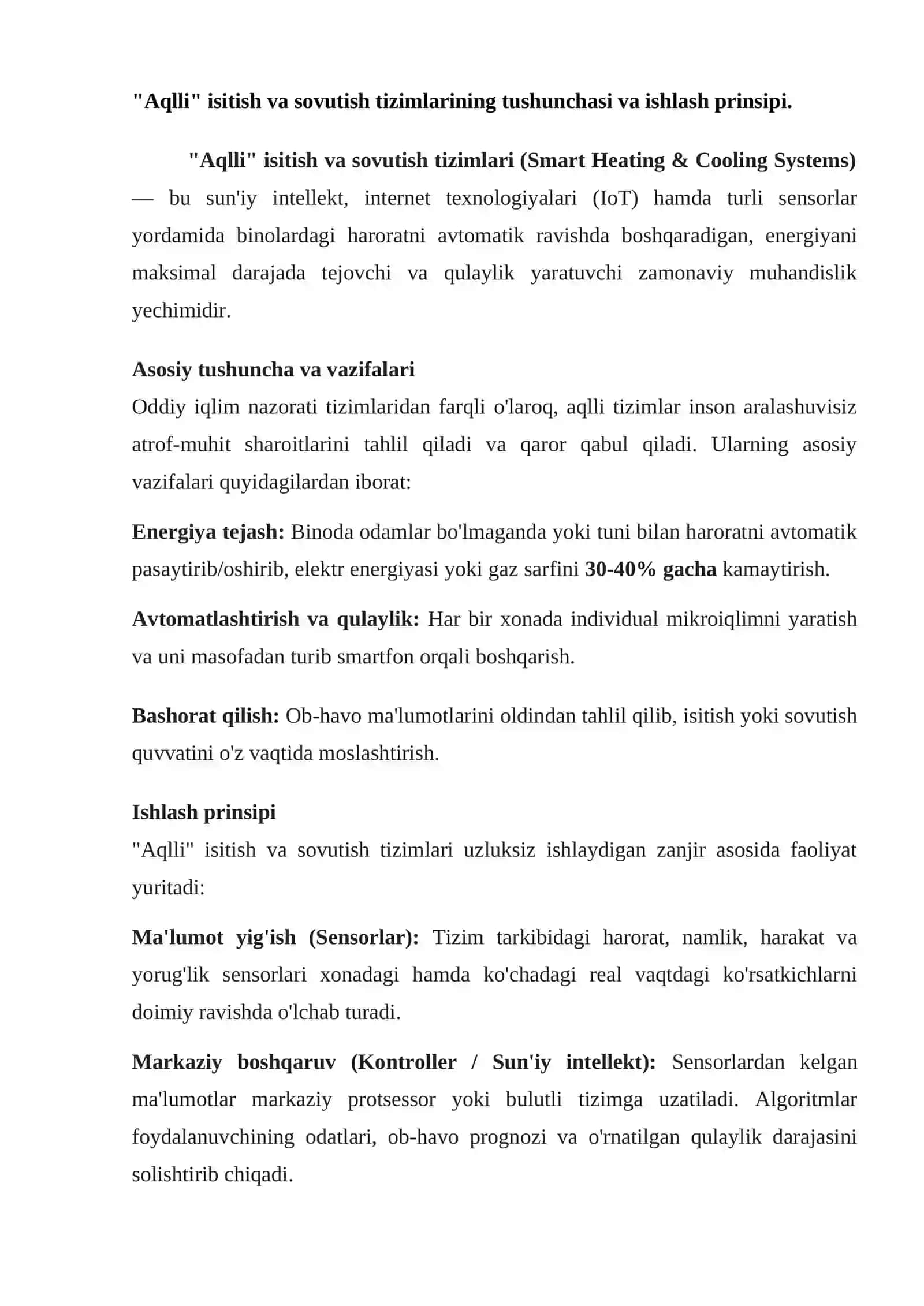 "Aqlli" isitish va sovutish tizimlari 2