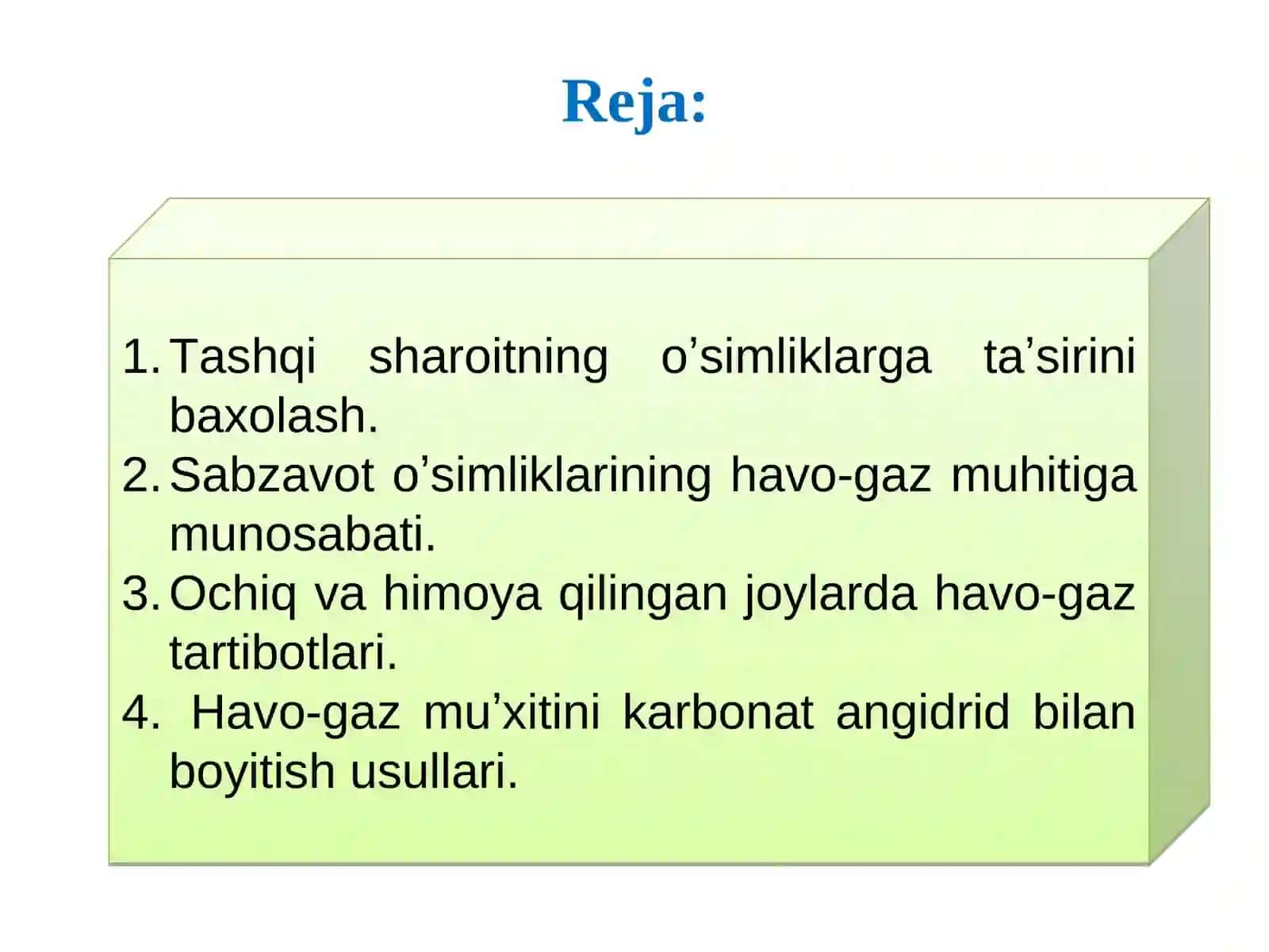 Sabzavot o‘simliklar havo-gaz munosabati 2