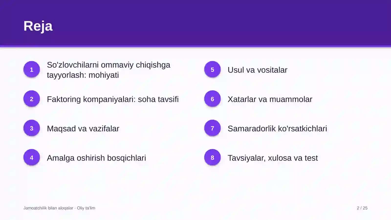 Faktoring kompaniyalarida so'zlovchilarni ommaviy chiqishga tayyorlash 2