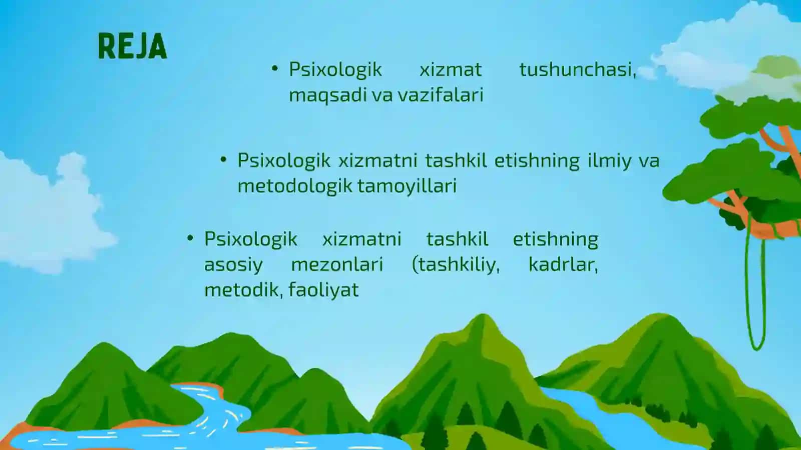 Psixologik
xizmatni tashkil
etishning umumiy
mezonlari 2