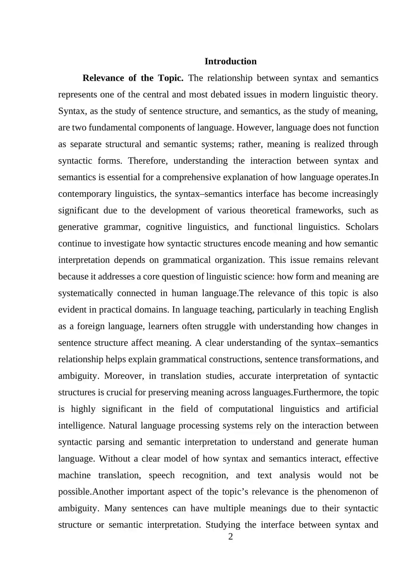 The Relationship Between Syntax and Semantics 2