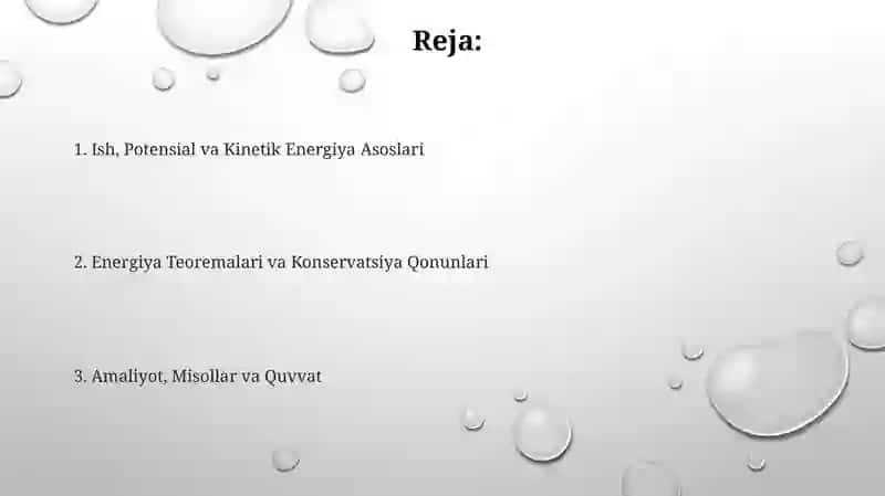 Ish, Potensial va Kinetik Energiya Asoslari 2
