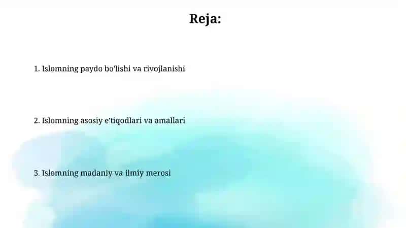 Islom dini tarixi va gʻoyalari 2