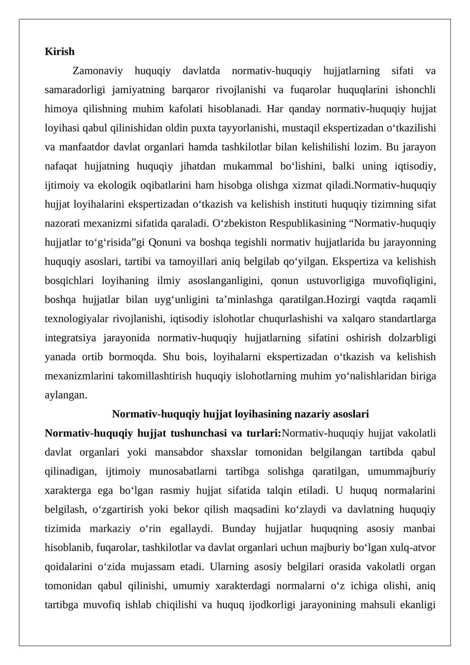 Normativ-huquqiy hujjat loyihasini ekspertizadan o‘tkazish va kelishish 2