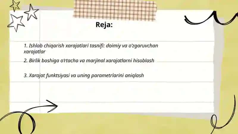 Ishlab chiqarish xarajatlarini minimallashtirish shartlari va korxonaning zararsiz ishlash nuqtasini hisoblash yo’llari 2