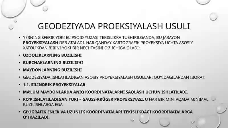 Geodeziyada proeksiyalash usuli. Koordinata sistemasi. Fazoviy koordinatalar 2
