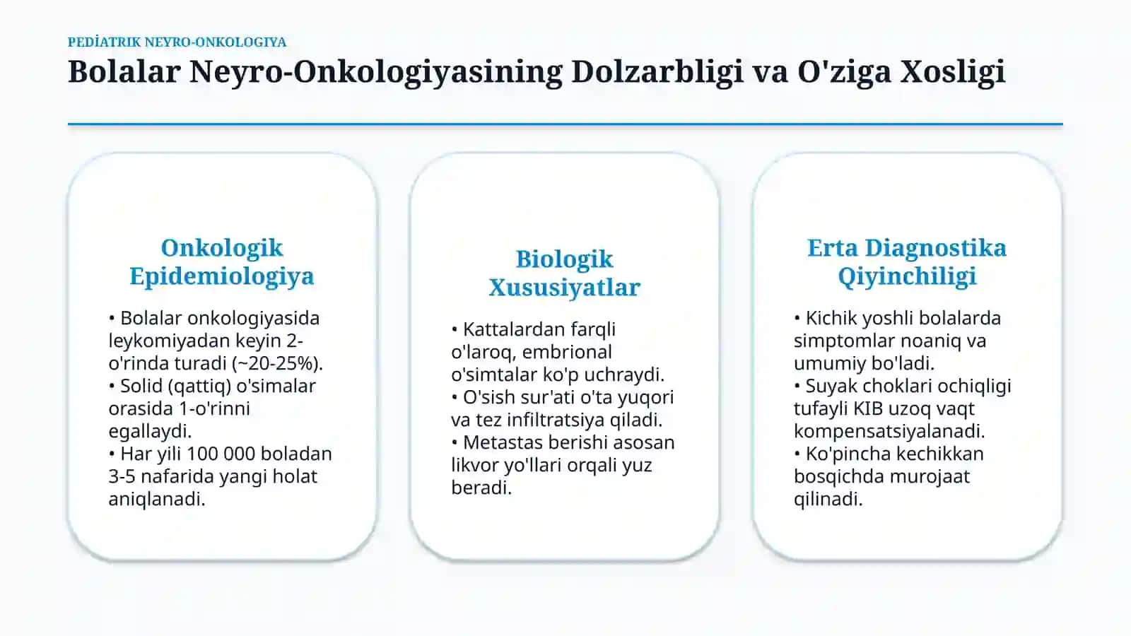 Bolalarda bosh miya o‘smalarining o‘ziga xos xususiyatlari — 15 slayd 2