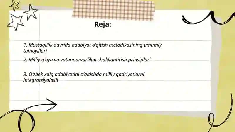 Adabiyot oʻqitish metodikasining mustaqillik davridagi rivojlanish tamoyillari 2