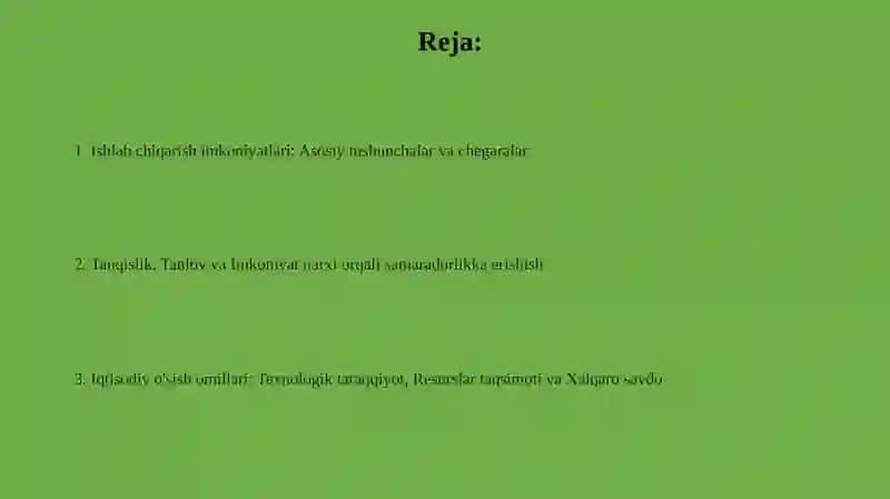 Ishlab chiqarishning imkoniyatlari va uning chegaralari 2