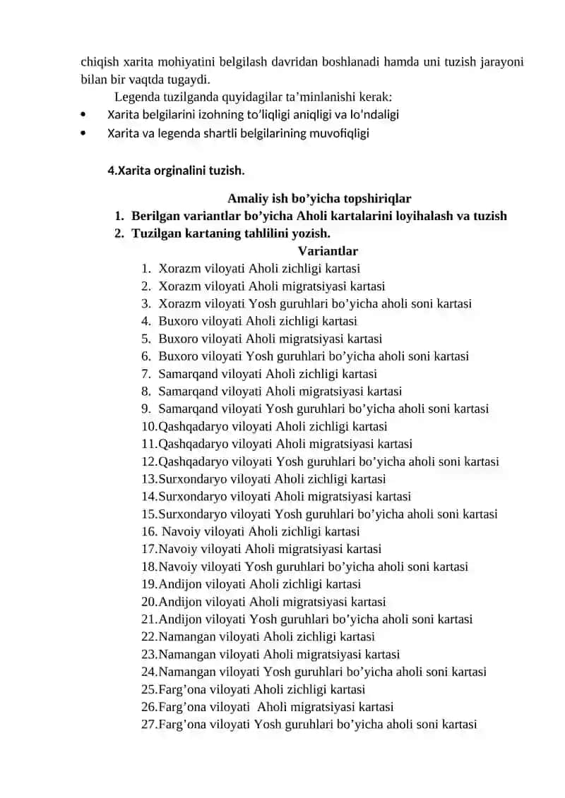 Aholi xaritalarini loyihalashtirish va tuzish 2
