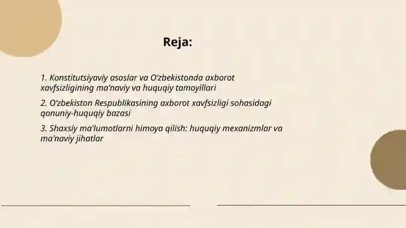 Oʻzbekistonda axborot xavfsizligining ma'naviy va huquqiy asoslari 2