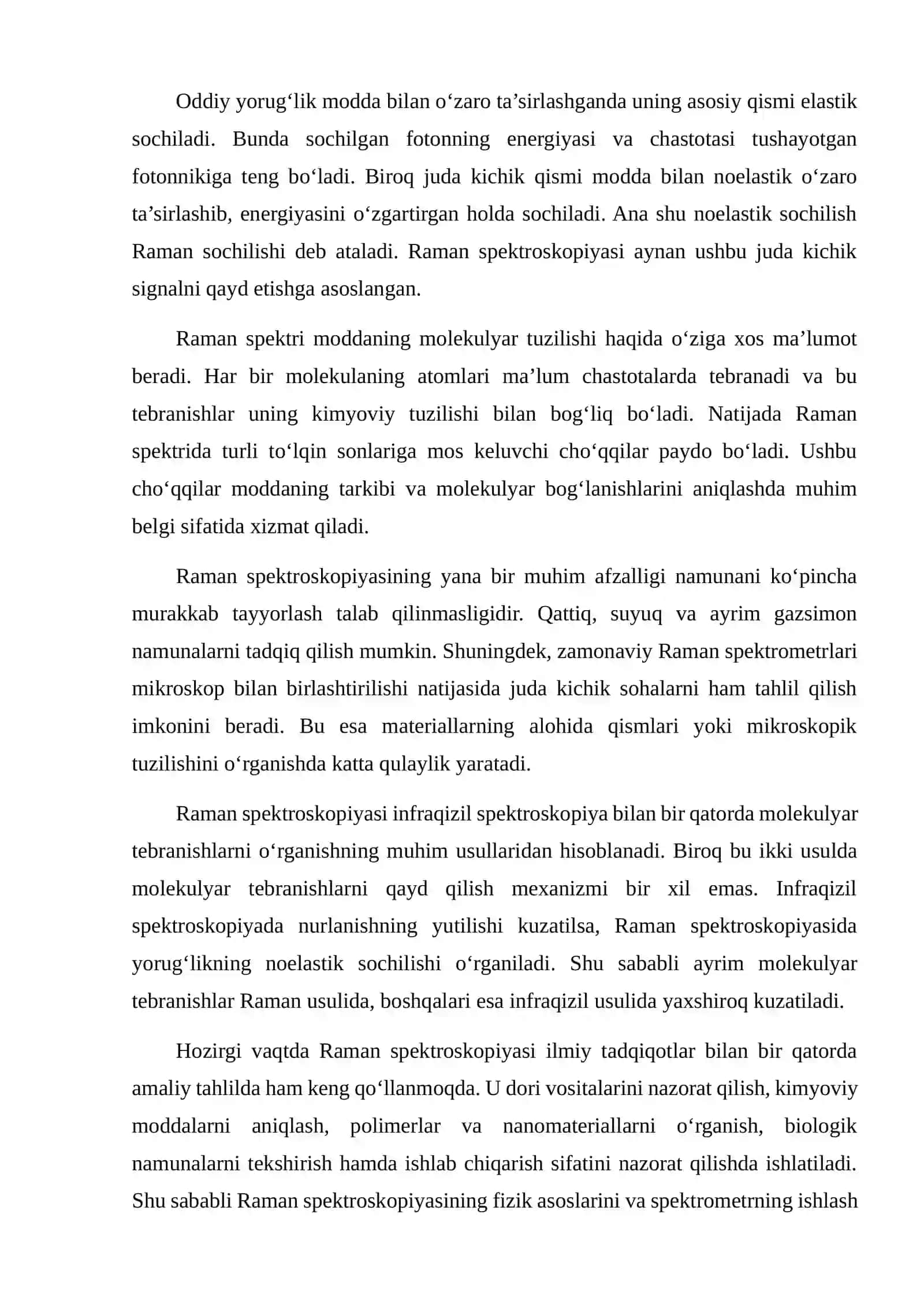 Raman spektroskopiyasi asoslari 2