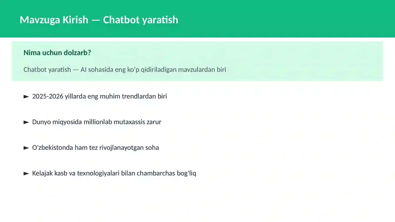 Chatbot yaratish 2