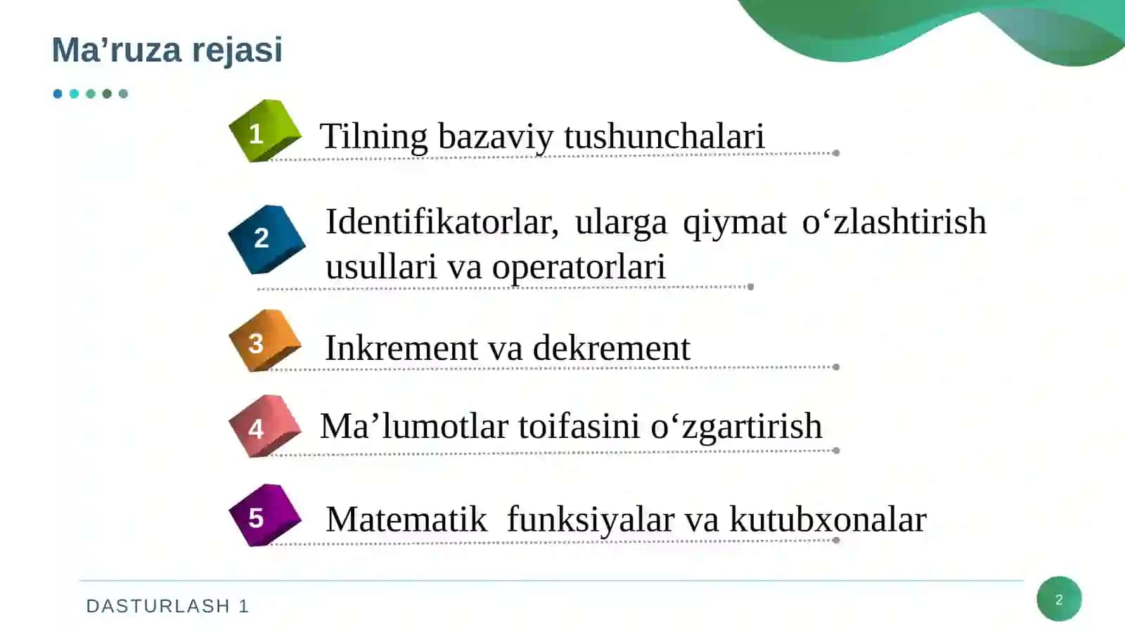 DASTURLASH 1 2