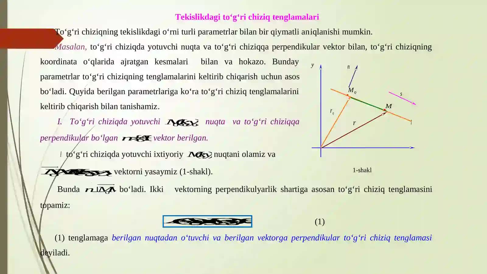 To‘g‘ri chiziqlarning parallellik va perpendikulyarlik shartlari 2