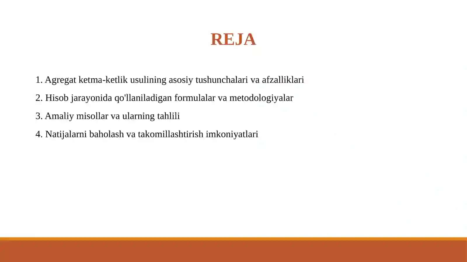 Agregat ketma -ketlik usulini hisobi 2