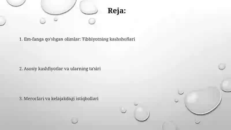 Mavzu:Tibbiyotrivojigaxissaqo'shganolimlar 2