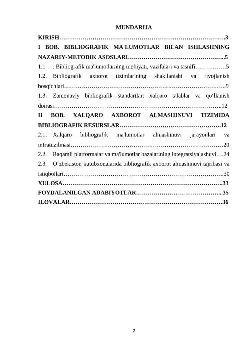 Bibliografik ma'lumotlar bilan ishlashda xalqaro axborot almashinuvi 2