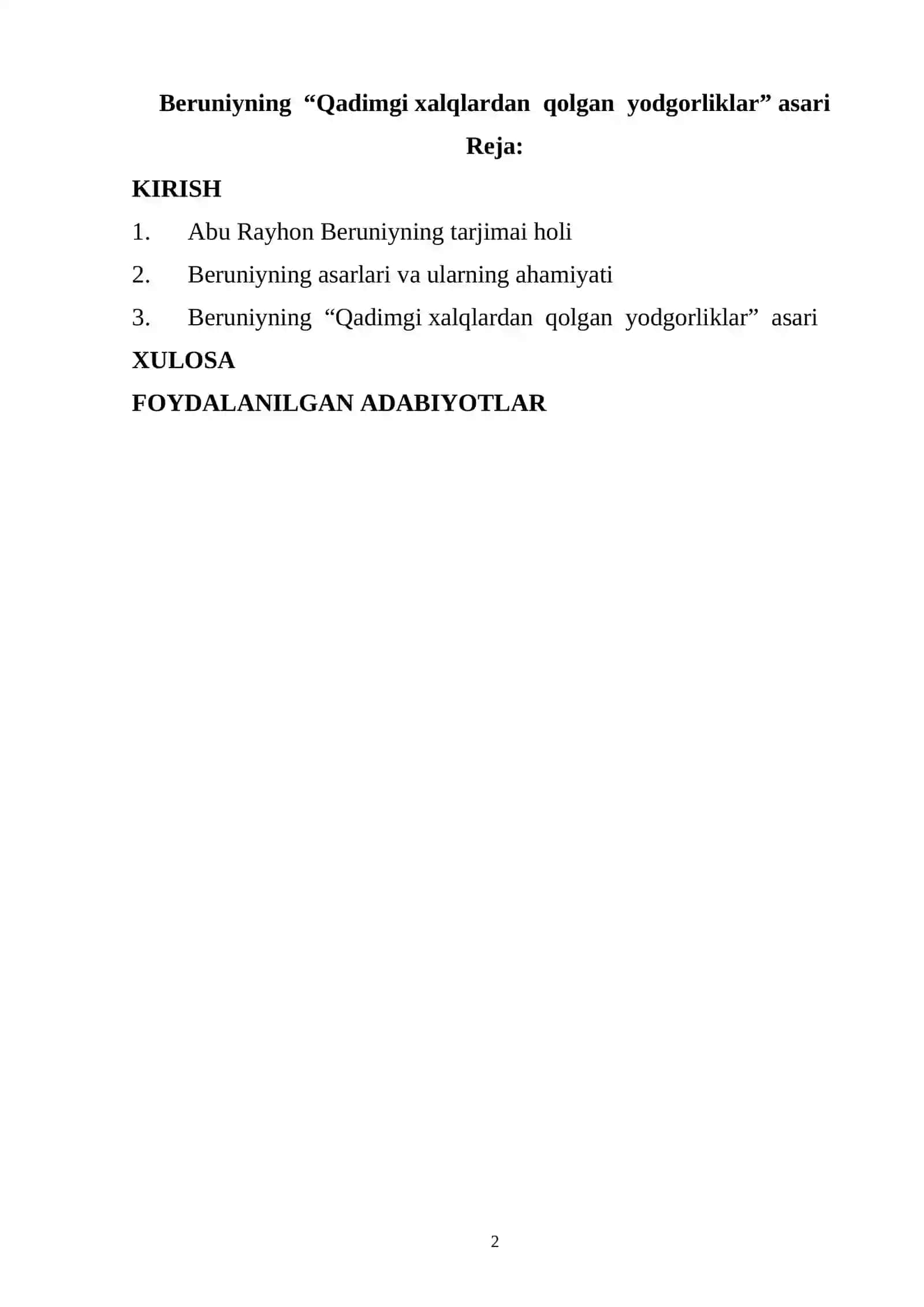 Bеruniyning “Qadimgi xalqlardan qolgan yodgorliklar” asari 2