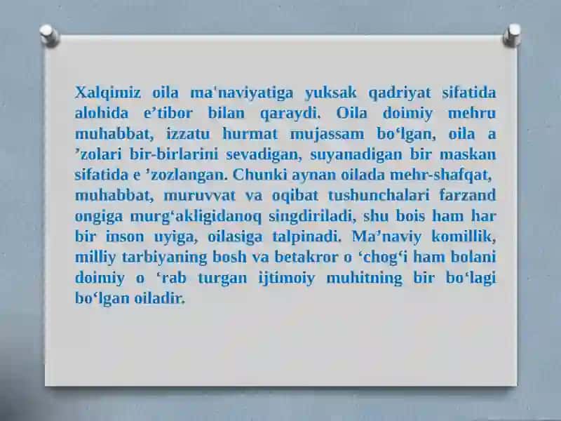 Xalq pedagogikasida oila tarbiyasining aks etishi 2