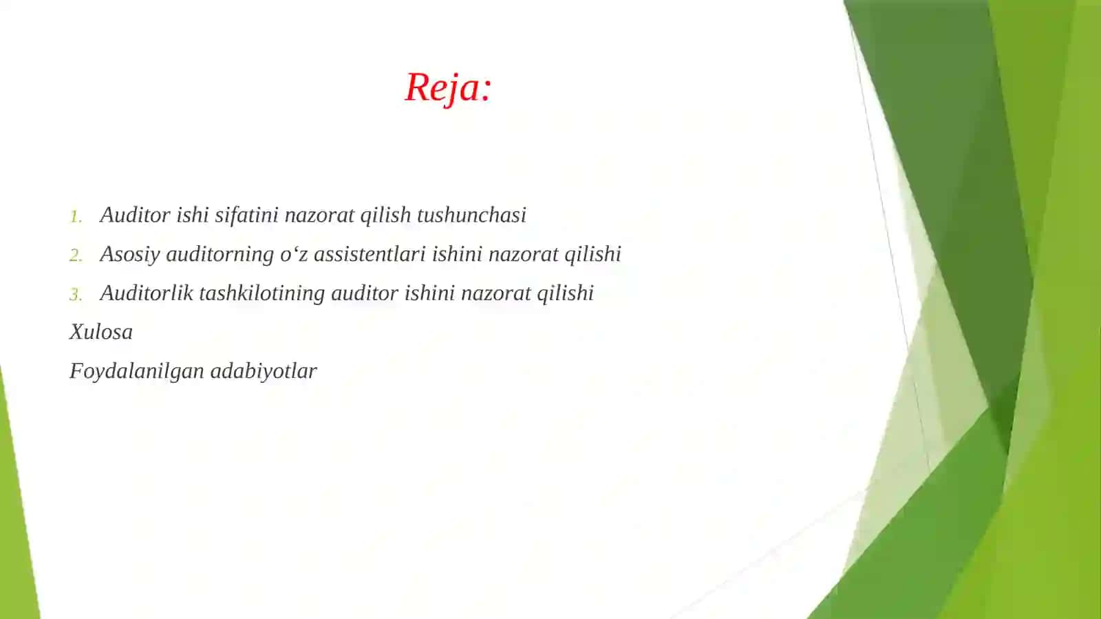 Auditor ishi sifatini nazorat qilish 2