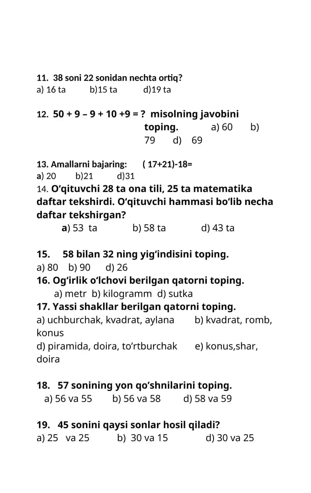 1-sinf olimpiada savollari 2
