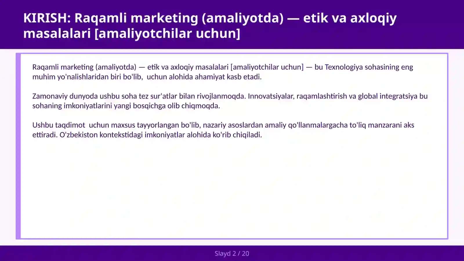 Raqamli marketing (amaliyotda) — etik va axloqiy masalalari [amaliyotchilar uchun] 2