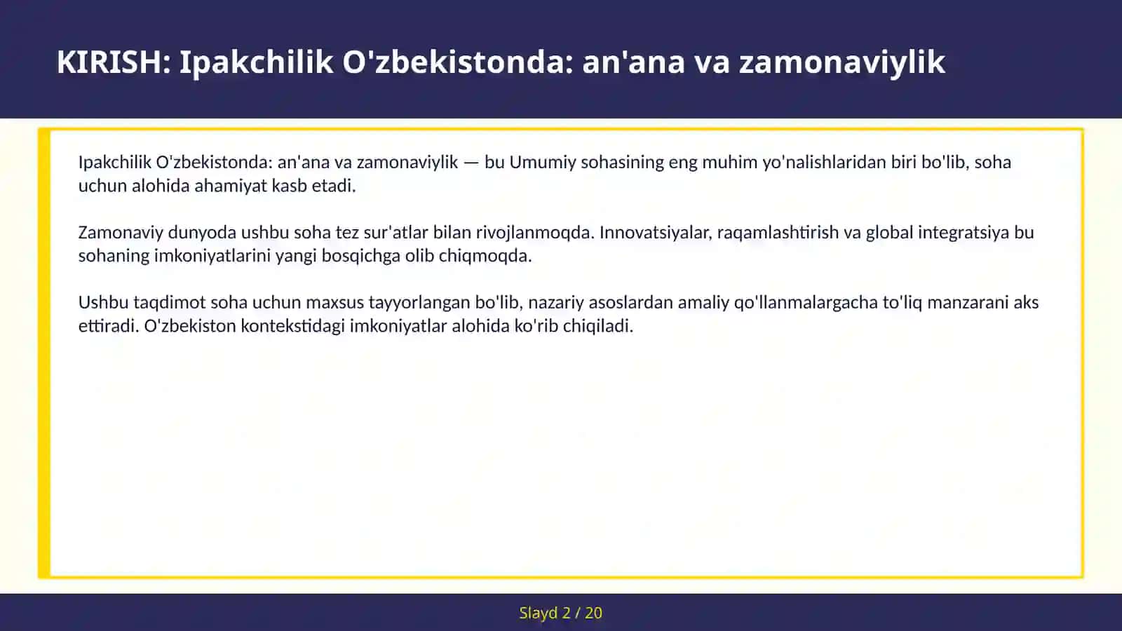 Ipakchilik O'zbekistonda: an'ana va zamonaviylik 2