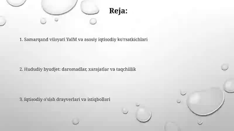 Samarqand viloyati YaIM va asosiy iqtisodiy ko'rsatkichlari 2