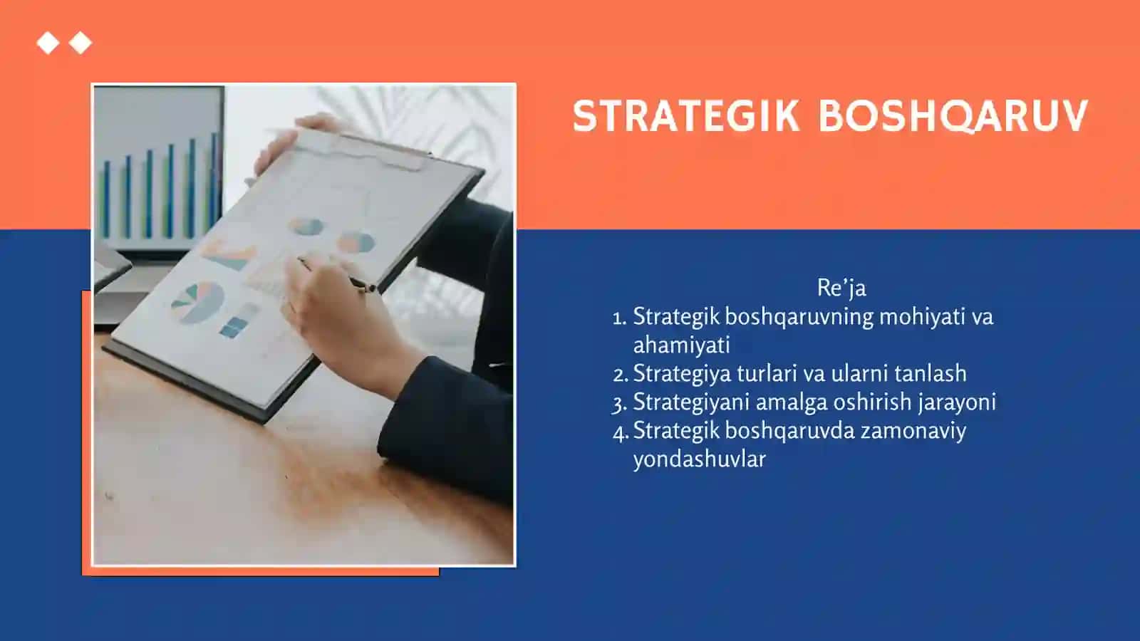 Strategik boshqaruv fanidan tayyorlagan taqdimoti 2